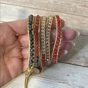 Lizou Elegant Multi-Color Stone and Crystal Beaded Wrap Bracelet